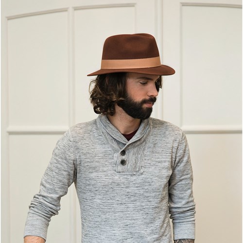 Chapeau brun feutre homme