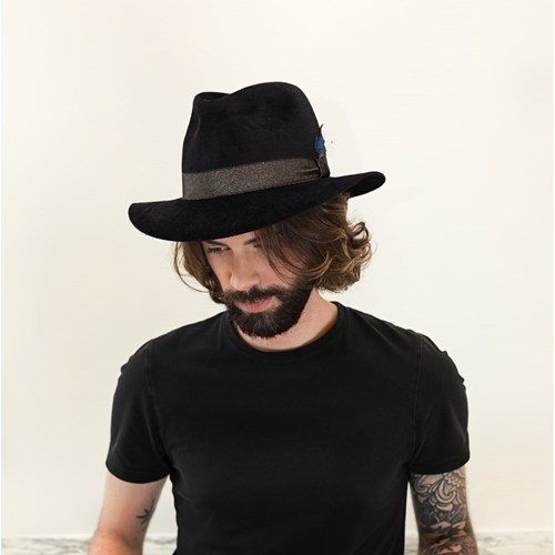 Chapeau noir Fedora homme